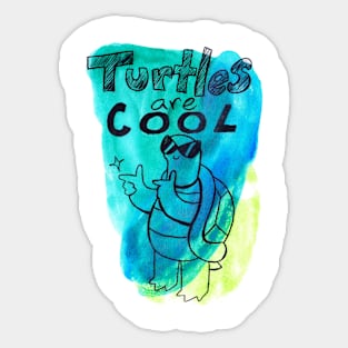 Turtles Are Cool Watercolor Sticker